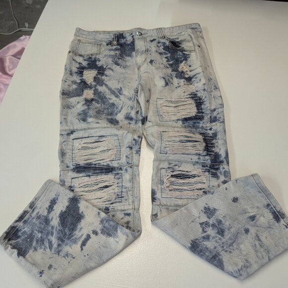 CJ Black Premium Jeans Slim Distressed Men's Size 34x32 Acid Wash - Picture 16 of 16